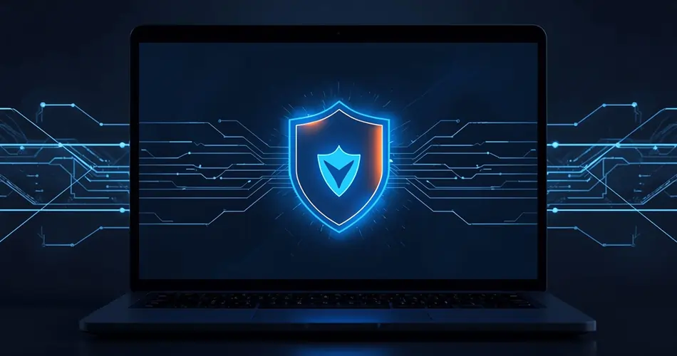 VPN and private browser protecting user from AI tracking and online surveillance.