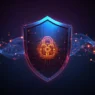 AI privacy protection tools 2025 – futuristic digital shield with glowing cyber lock and AI data circuits